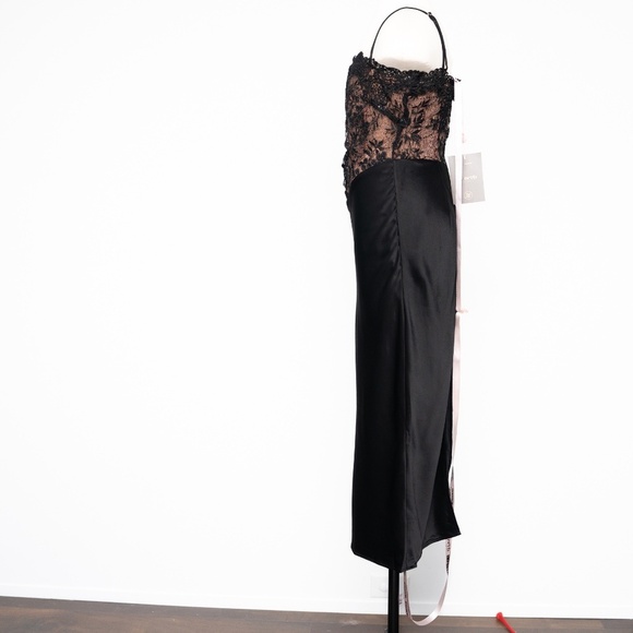 House of CB. Nikita - Black Satin and Lace Corset Dress. - Picture 5 of 13